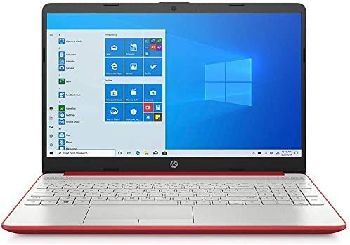 2021 HP 15.6" HD WLED Laptop, Intel Pentium Gold 6405U Processor, 4GB RAM, 128GB SSD, HDMI, Webcam, Intel UHD Graphics 605, Bluetooth, Wi-Fi, Windows 10 S, Red, W/ MD Accessories