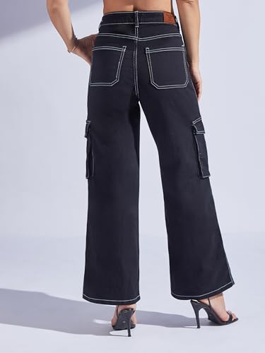 Image of Miss Chase Women's Wide-Leg High-Rise Regular-Length Stretchable Shaping Denim Jeans