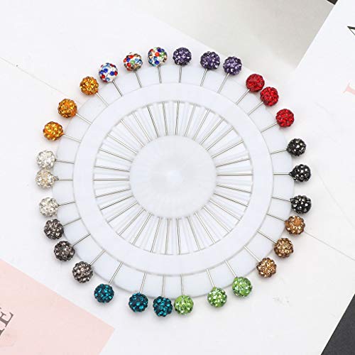 Image of 30-Pack Multicolor Rhinestone Brooch Pins for Hijab Scarves - Black
