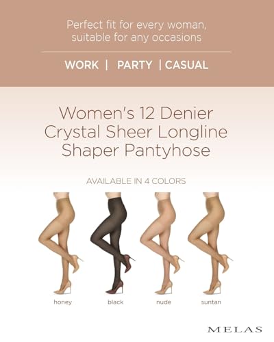 Melas 6 Pair Women's Crystal Sheer 12-Denier Shaper Pantyhose2