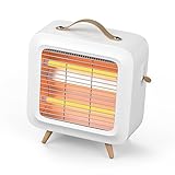 【弥生日和】電気ストーブ 小型 ヒーター 省エネ 速暖 足元 暖房 電気ヒーター デスク下 遠赤外線 静音 暖房器具 転倒時電源OFF 軽量 オフィス 寝室 脱衣所（ホワイト）