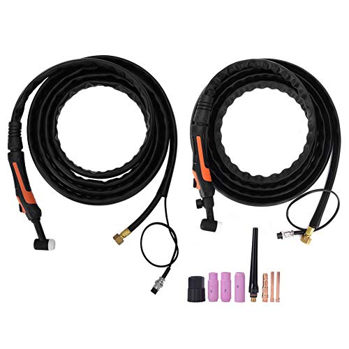 Torcia per saldatura TIG-17/TIG-17V a 2 fori, set torcia per saldatura ad arco Raffreddamento ad aria TIG-17 Cavo da 4 metri 10mm² M16x1.5 Attrezzatura per saldatura(TIG-17V Switch + Valve)