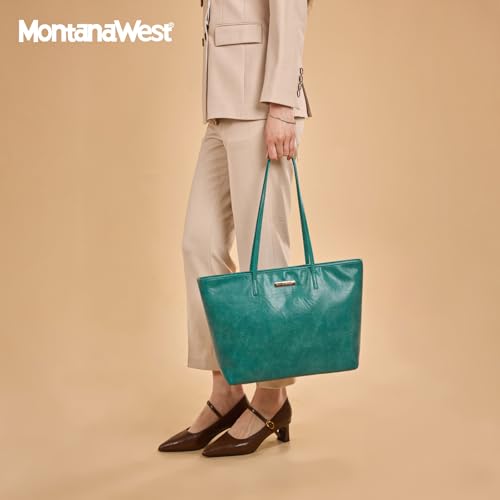 Image of Montana West Medium Tote Bags for Women Shoulder Handbag with Zipper Lightweight Everyday Purse for Work, Travel, or Shopping