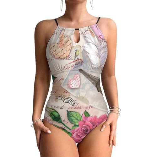 Maillots de bain une pièce Tour Eiffel vintage beachwear monokini pour femme