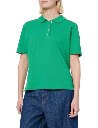 Tommy Hilfiger Maglietta Polo Maniche Corte Donna Regular Fit, Verde (Radiant Green), XS