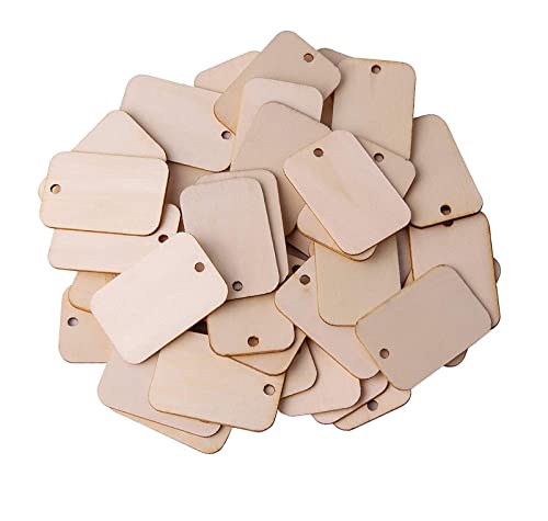 Image of MDF Cutouts | Wooden Cutout for Craft | Pine Wood | Unfinished Tags for Key Chain, Crafts, Xmas, Decorations, Painting | Resin Art Work | MDF Board Cutouts, Rectangle- [50pcs]-[5cmx3.5cm]