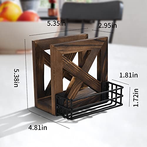 Lierone Wooden Farmhouse Napkin Holder Rustic Napkin Holder For Salt And Pepper Shakers For Kitchen (Brown) #TOP2