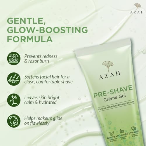 Image of Azah Pre-Shave Gel For Women With Aloe Vera & Cucumber| Free from Sulphates & Parabens | No Razor Burns or Cuts | Best for Smooth Facial Shaves & Moisturizing | For All Skin Types - 50 ml