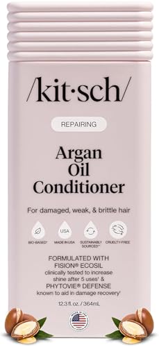 Kitsch Repairing Argan Oil Liquid Conditioner for Women & Men Argan Oil for Hair For Shine Smoothness & Damage Recovery Hair Repair Clean Color-Safe Hair Care - Made in USA 12.3 oz