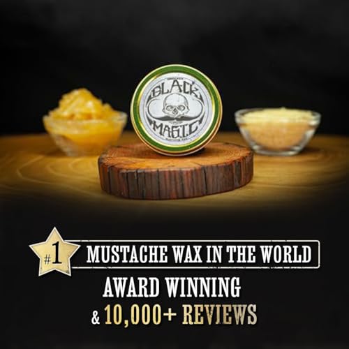 THE VINTAGE GROOMING CO. Black Magic Mustache Wax | Sudden Death | Hide Grey Hair In Beard Or Moustache | Strong Hold 1 oz Tin | No Heat Source Required | Unscented