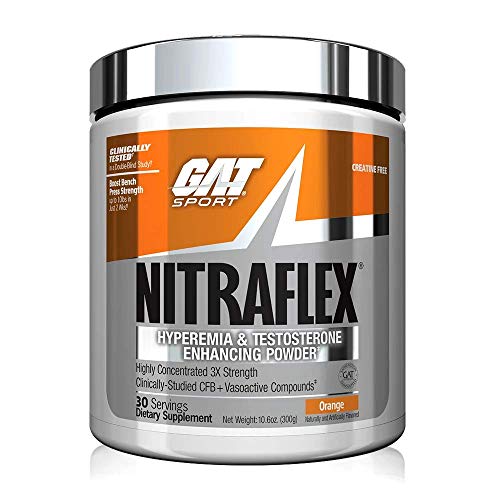 GAT Sport, NITRAFLEX Testosterone Boosting Powder, Increases Blood Flow, Boosts Strength and Energy, Improves Exercise Performance, Creatine-Free (Orange, 30 Servings)