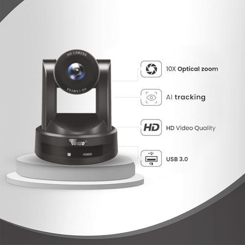 Image of TONZO PTZ Camera TZ410 Full HD 1080P USB Camera 10X Optical Zoom Auto Focus 4K Video Quality AI Auto Tracking Plug & Play for Laptop, Desktop & Interactive Flat Panels Video Conferencing.