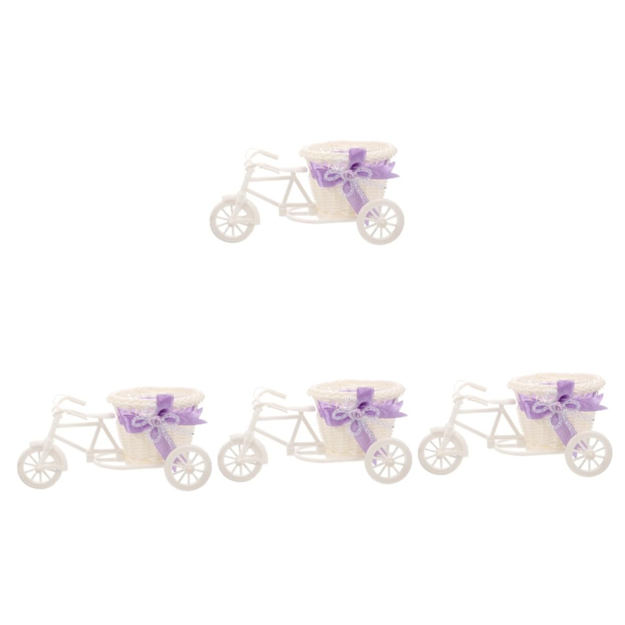 Panier tricycle tressé blanc VICASKY lot de 4 pour fleurs