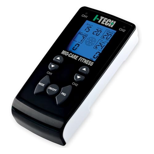 I Tech Mio-Care Pro, Elettrostimolatore 2 Canali Indipendenti, 8 Elettrodi, Display Retroilluminato, Max 100 Mah Per Canale, 50 Programmi: 14 Medicali, 15 Beauty, 21 Fitness, 13 Memorie Libere