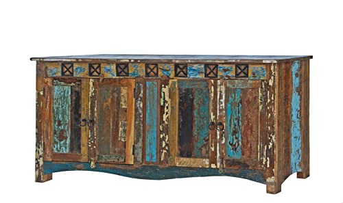 MASSIVMOEBEL24.DE Buffet - Bois Massif recyclé Multicolore laqué - Inspiration Ethnique - Nature of Spirit #40