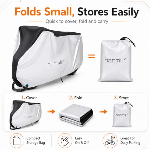 Funda para bicicleta Hanmir resistente al agua para exteriores, con bolsa, para 1-2 bicicletas miniatura 6