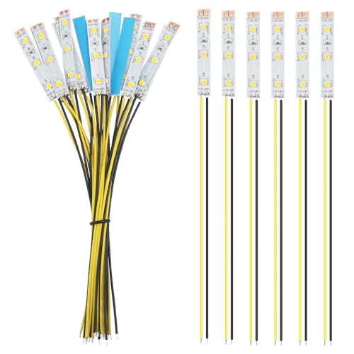 YIXISI 15 Stücke 50mm VorDrahtete LED Streifen, 2335 SMD LED, 12-18V LED Streifen, Modellbau Led Beleuchtung, Gelb