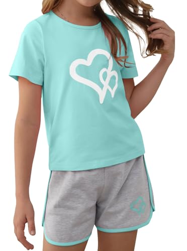 Image of Girl's 2 Piece Outfits Cute Summer T-Shirt and Graphic Shorts Clothing Sets