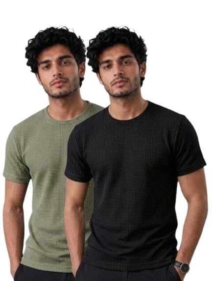 Mens T Shirt | Slim Fit Round Neck T Shirt for Men | Comfortable Casual Tshirt for Man(Pack of 2)-picture-16