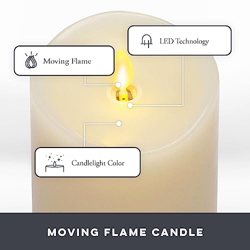 Matchless Candle Co. 997740 By Luminara Set Of 3 (3 Inch X 4.5",5.5",6.5") Flameless Led Flickering Battery Candle Moving Flame Pillar thumb #2