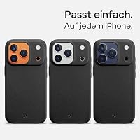 WIIUKA Hülle für iPhone 18 Pro / 17 Pro, Leder aus Deutschland, Lederhülle extra Dünn, Premium Handyhülle, Case, Qi, skiin, Schwarz – Ansicht 6
