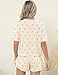 IECCP Schlafanzug Damen Kurz Pyjama Kurzarm Pyjamas Set Nachtwäsche Set Zweiteiliger Sommer Loungewear Sleepwear Hausanzug für Zuhause Urlaub Freizeit Aprikose Kirsche M