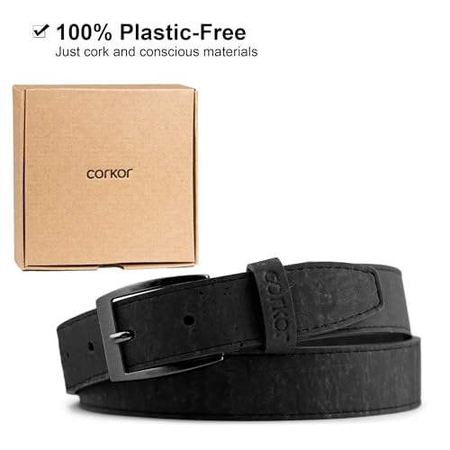 Men's Vegan Belt Cork Strap with Silver Buckle, Durable Adjustable Eco-Friendly 1.18" Wide, Versatile for Daily Use3