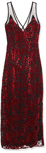 Lucca Couture Women s Penelope V Neck Mesh Inset Maxi Dress, red Velvet Floral, Small