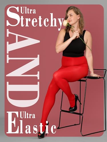 Image of HONENNA Queen Plus Size Tights Semi Opaque Control Top High Waist Stockings Nylons Pantyhose for Women 1X 2X 3X 4X 5X 6X