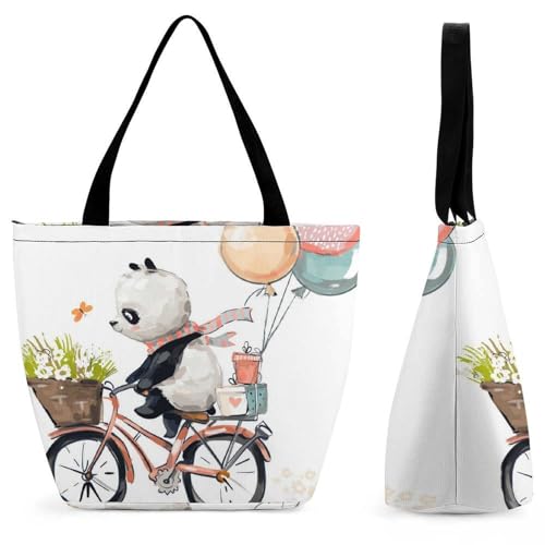 Sac à main panda femme grand sac bandoulière fourre-tout cabas noir