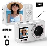 Fesaymi 5K デジカメ スマホに送れる デジタルカメラ WIFI転送機能 8000万画素 デュアルスクリーン 32GB U3 高速 micro SD カードをプレゼントします 18倍デジタルズーム オートフォーカス機能 ウェブカメラ 自撮り便利 バッテリー2枚 コンパクト 子供や初心者向け 子供の日 クリスマスプレゼント ホワイト (ホワイト)