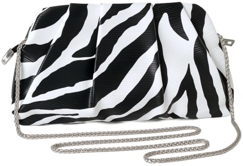 Image of Evening Bag for Women Ruched Clutch Purse Detachable Metal Chain Crossbody Bag