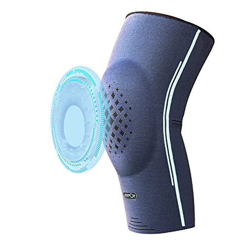 Knee Brace with Patella Gel - Side Stabilizers, Knee Brace for Knee Pain women men, 3D-Knitting Knee Brace, Knee Support for Weightlifting, Basketball, Workouts, Hiking and Soccer â€“ Blue, Large