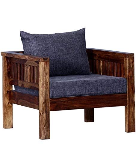 Deluxe Furniture Wooden Arm Chair Sofa for Living Room | Chair for Garden & Outdoor | Sheesham Wood, Teak Finish