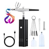 Wisboey Airbrush Kit with Compressor, Portable Air Brush Set, 32 PSI, Dual Action Airbrush for Nail Art, Painting, Decoration, Black