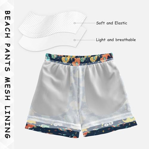 Boys Swim Trunks Quick Dry UPF 50+ Beach Board Shorts Kids Bathing Suits Swimsuit 2T Dinosaur Headset Leaves Go4