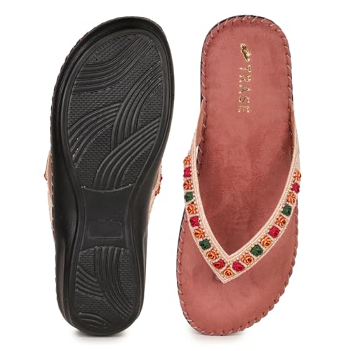 Image of TRASE Orthopedic Comfortable Footwear for Women | Stylish V Strap Chappal with Soft Cushioned Footbed | Perfect Slippers for Woman Daily Use