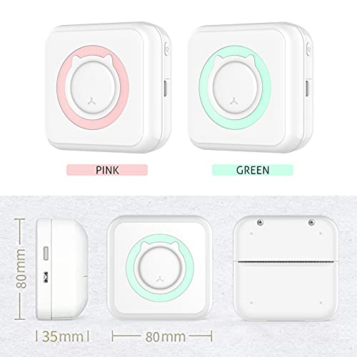 Image of Mini Thermal Printer Wireless 200dpi Bluetooth Portable Photo Label Maker with 1 Roll Paper (Pink)
