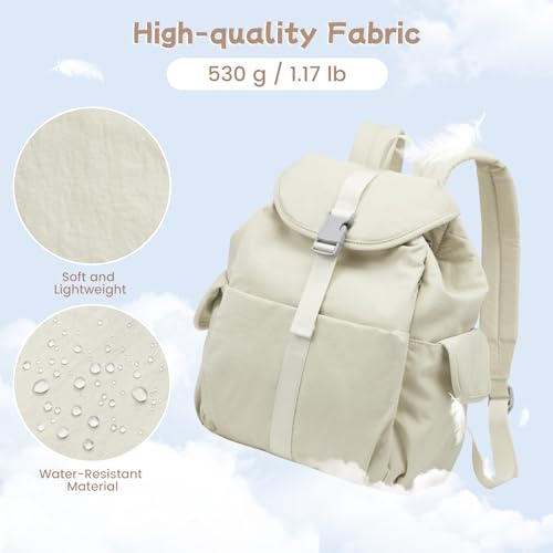G4Free Small Backpack for Women, Nylon Casual Daypack for Work Travel Campus, Beige — view 4