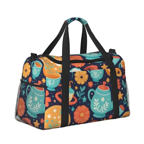 Magical Pattern Print Travel Duffle Bag - Foldable Personal Item Travel Bag for Women & Men,Carry-On Convertible Crossbody Tote Bags with Adjustable Shoulder Strap & Pockets 13x10.2x19.7 in3