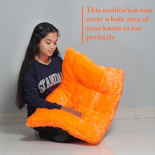 Image of NEXTGO Floor Seat Cushions Yoga Meditation Mat Pooja aasan Soft Extra Comfortable Feather Touch Last Long Upto Washable Material Size 24 x 30 Inch 2 x 2.5 Fit (Orange)