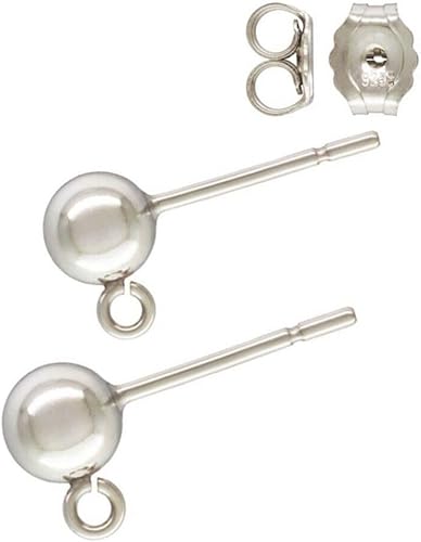 Adabele - 10 pares de aretes de plata de ley 925 auténtica, bola de 0.118 pulgadas, con lazo abierto, orejera, embragues de seguridad SS18-3