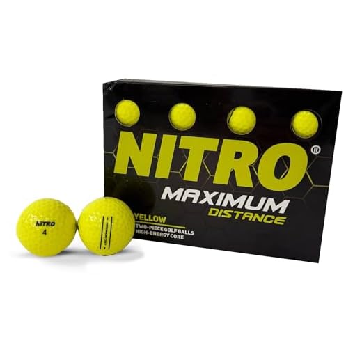 Nitro Long Distance Golf Balls (12PK) All Levels Maximum Distance Titanium Core 85 Compression High Velocity Spin Control Long Distance Golf Balls USGA Approved-Total of 12-Yellow