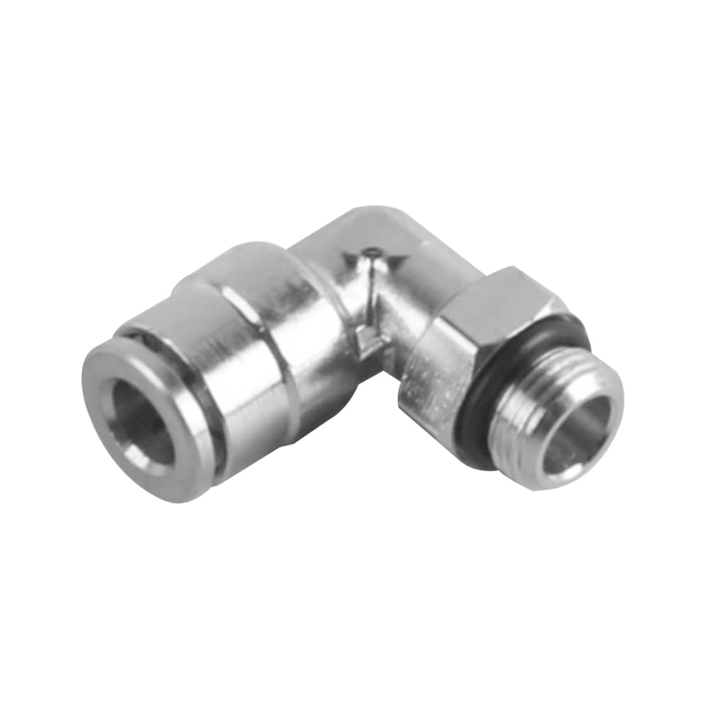 5 Pezzi Tubo 6 mm od x 1/8" Bsp Filettatura Maschio con O-Ring Gomito Ottone nichelato Push to Connect Raccordo Pneumatico Push Lock