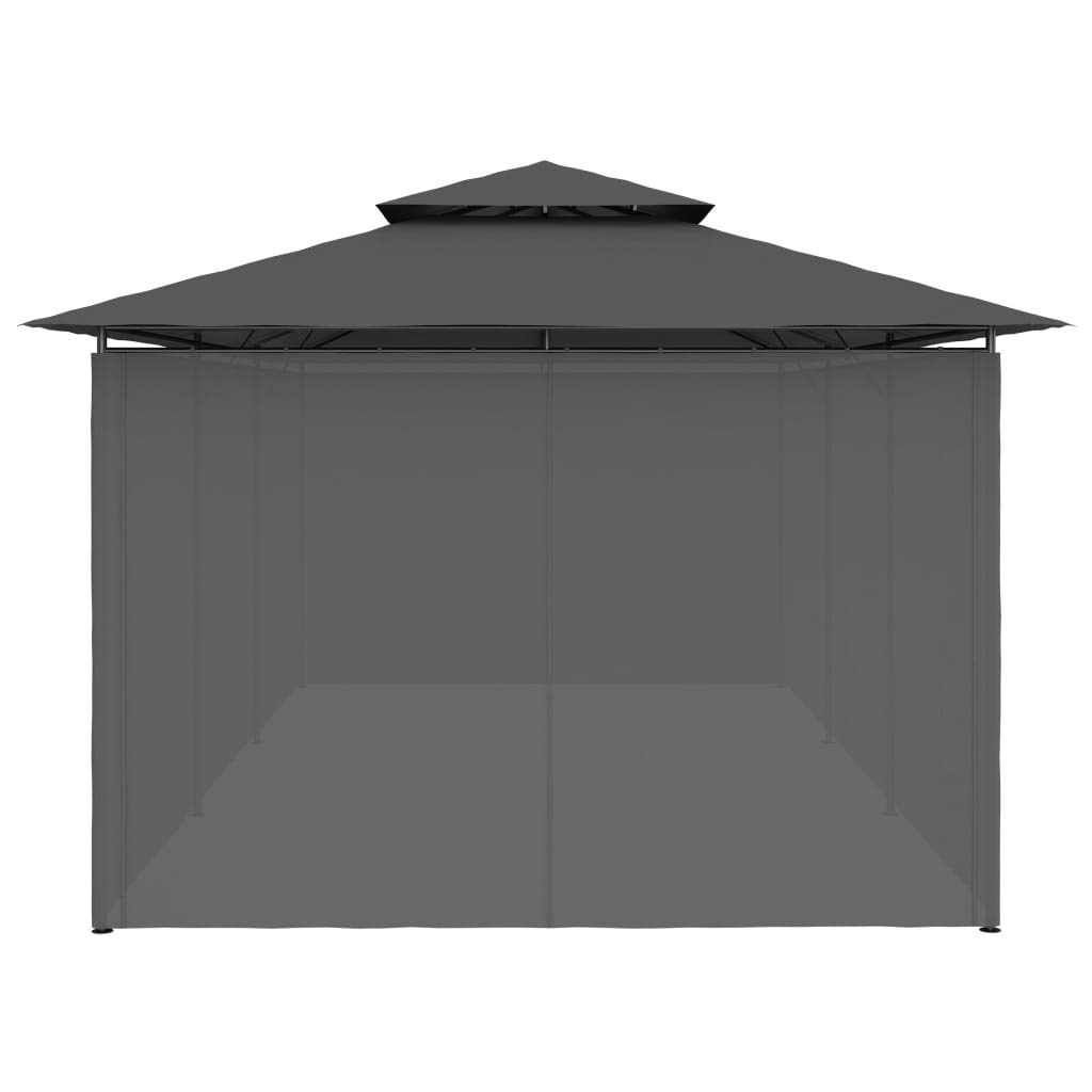 Pawilon z zasłonami, 600 x 298 x 270 cm, rama z rur stalowych, dach poliestrowy, odporny na promieniowanie UV, namiot ogrodowy z częściami bocznymi, ochrona przed deszczem i słońcem, na