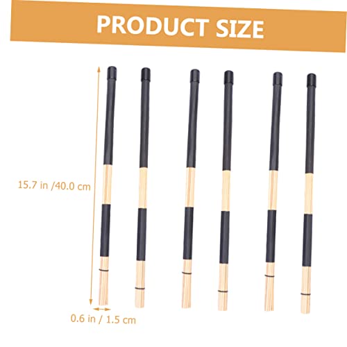 Conjunto profesional de baquetas de bambú y cepillos para batería, 3 pares, para jazz y folk miniatura 2
