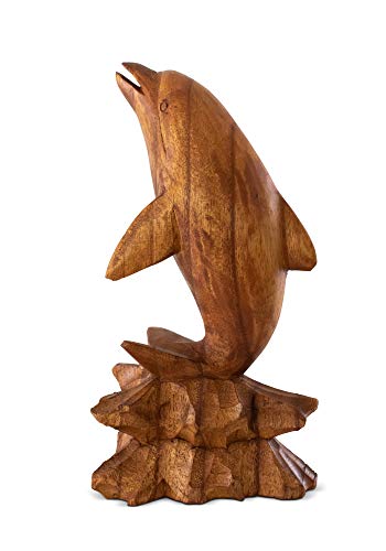 Estatua de Madera Tallada a Mano Delfín Decorativa 8" miniatura 2