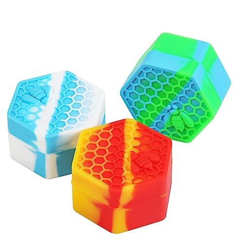 3Pieces Hexagonal Non-Stick Silicone Container Jars Set, 26 Ml Silicone Bee Containers, Multi-Purpose Silicone Cans For Paint, Essential Oil, And Lip Balm #TOP6
