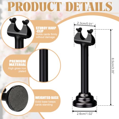 Image of 24 Pcs Black Table Number Holder Metal 3.15 in Place Card Holder