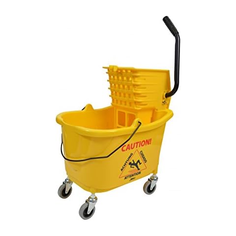 Janico 1010 Mop Bucket Side Press Wringer Combo, 35 Quart, 8.5 gal, Plastic, Yellow Cover